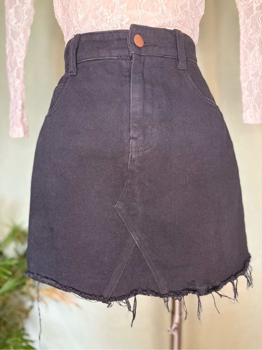 Princess Polly Black Mini Skirt with Frayed Hem
